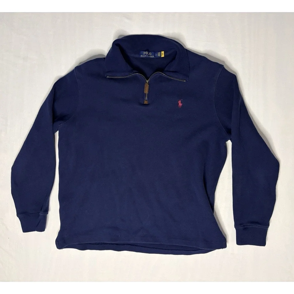 Polo Ralpj Lauren 1/4 Zip Sweater Men's Size Large Blue Long Sleeve Pullover